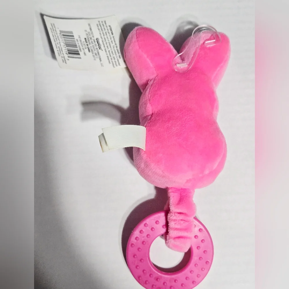 Peeps‎ Pink Bunny Pull Dog Toy Squeaky Plush w/ Teething Ring Dan Dee Easter Pet
